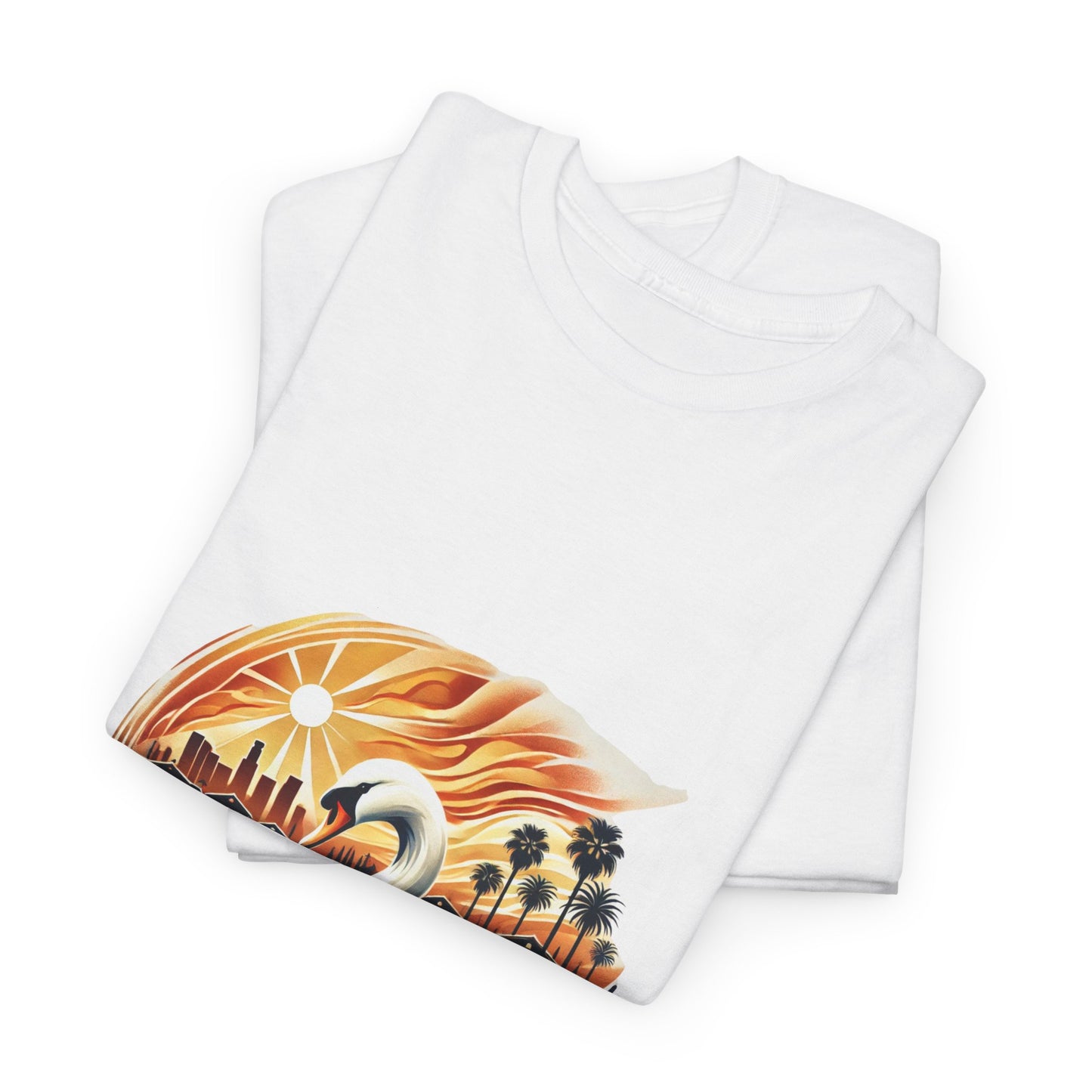 Hope Rises: Los Angeles Swan Tee - Unisex Heavy Cotton T-Shirt, Swan Graphic